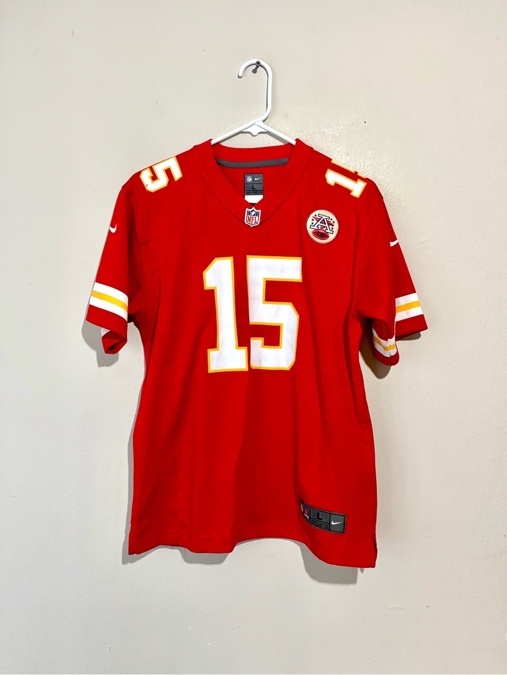 NFL Red Kansas City Chiefs #15 Game Jersey with White and Gold Accents Youth L